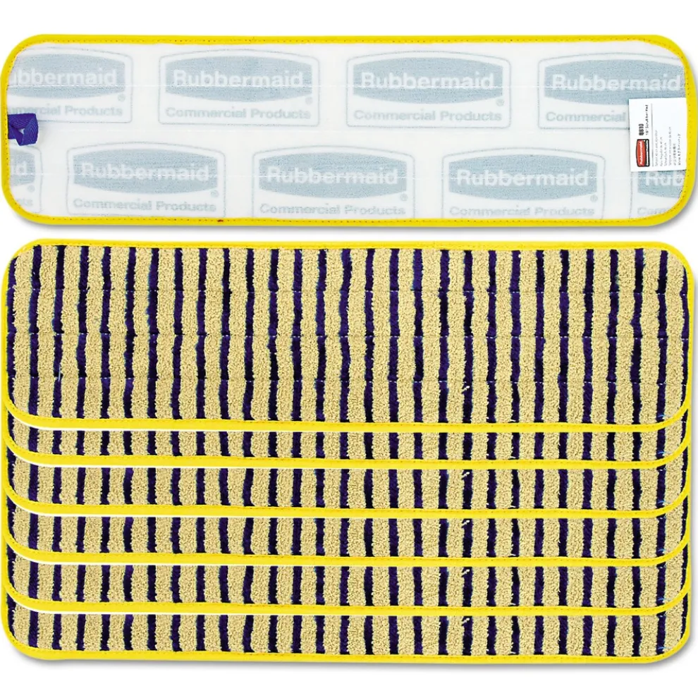 Rubbermaid Commercial 18 in. Vertical Polyprolene Stripes Microfiber Scrubber Pad - Yellow (6/Carton)