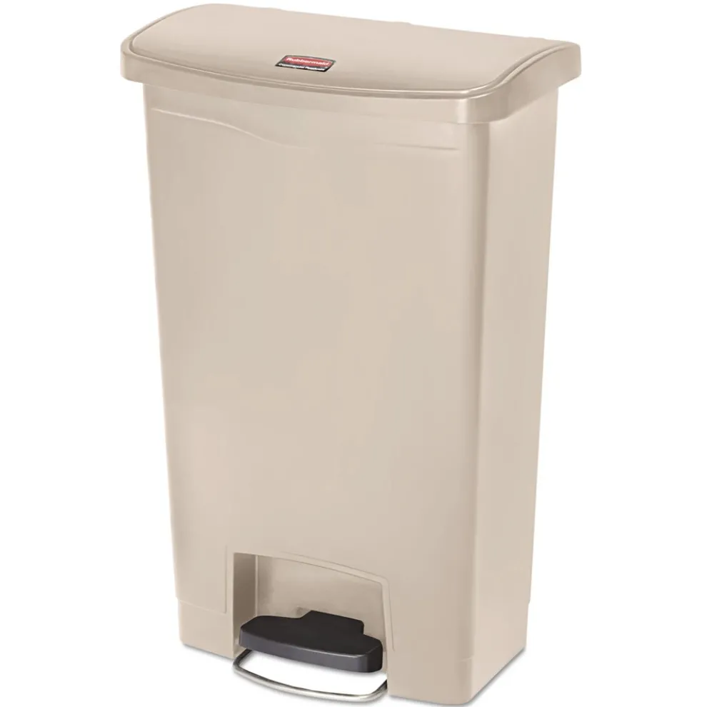 Rubbermaid Commercial Streamline 13-Gallon Resin Front Step Style Step-On Container - Beige