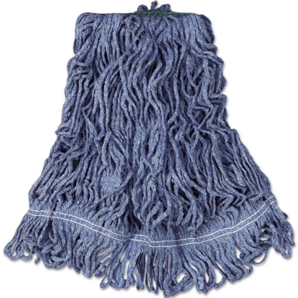 Rubbermaid Commercial FGD21206BL00 Super Stitch Blend Medium Cotton/Synthetic Mop Head - Blue (6/Carton)