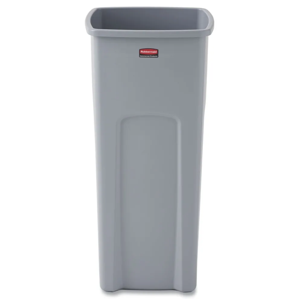 Rubbermaid Commercial Untouchable 23 Gallon Square Plastic Waste Container - Gray