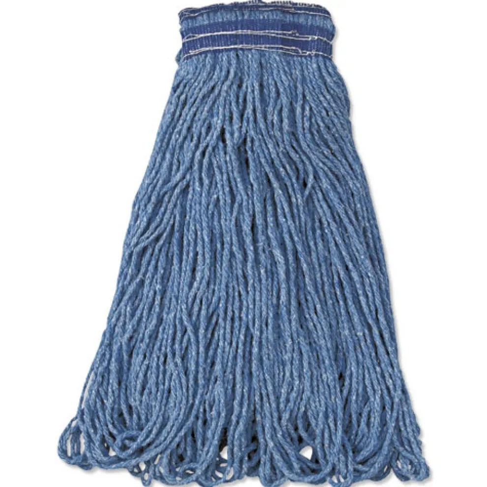 Rubbermaid Commercial 24 oz. Universal Headband Cotton/Synthetic Mop Head - Blue (12/Carton)
