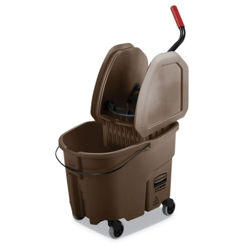 Rubbermaid Commercial 35 qt. WaveBrake 2.0 Down-Press Plastic Bucket/Wringer Combos - Brown