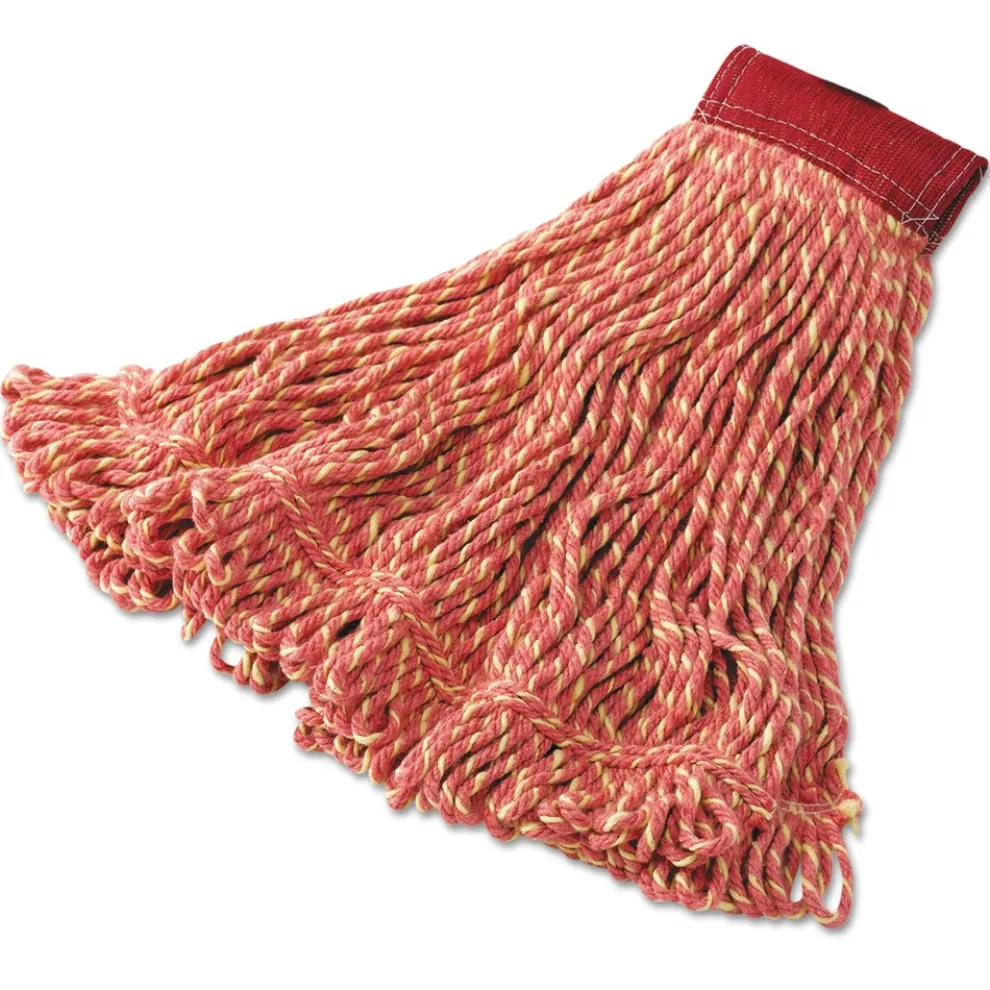 Rubbermaid Commercial Super Stitch Large Cotton/Synthetic Blend Mop Heads - Red (6/Carton)