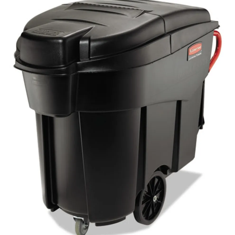 Rubbermaid Commercial Executive Series Mega Brute 120 Gallon Plastic Rectangular Mobile Container - Black