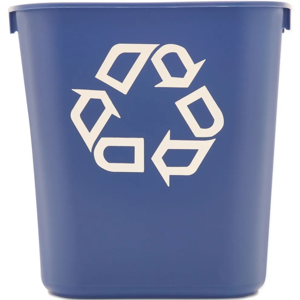 Rubbermaid Commercial 13.63-Quart Rectangular Deskside Recycling Container - Small, Blue