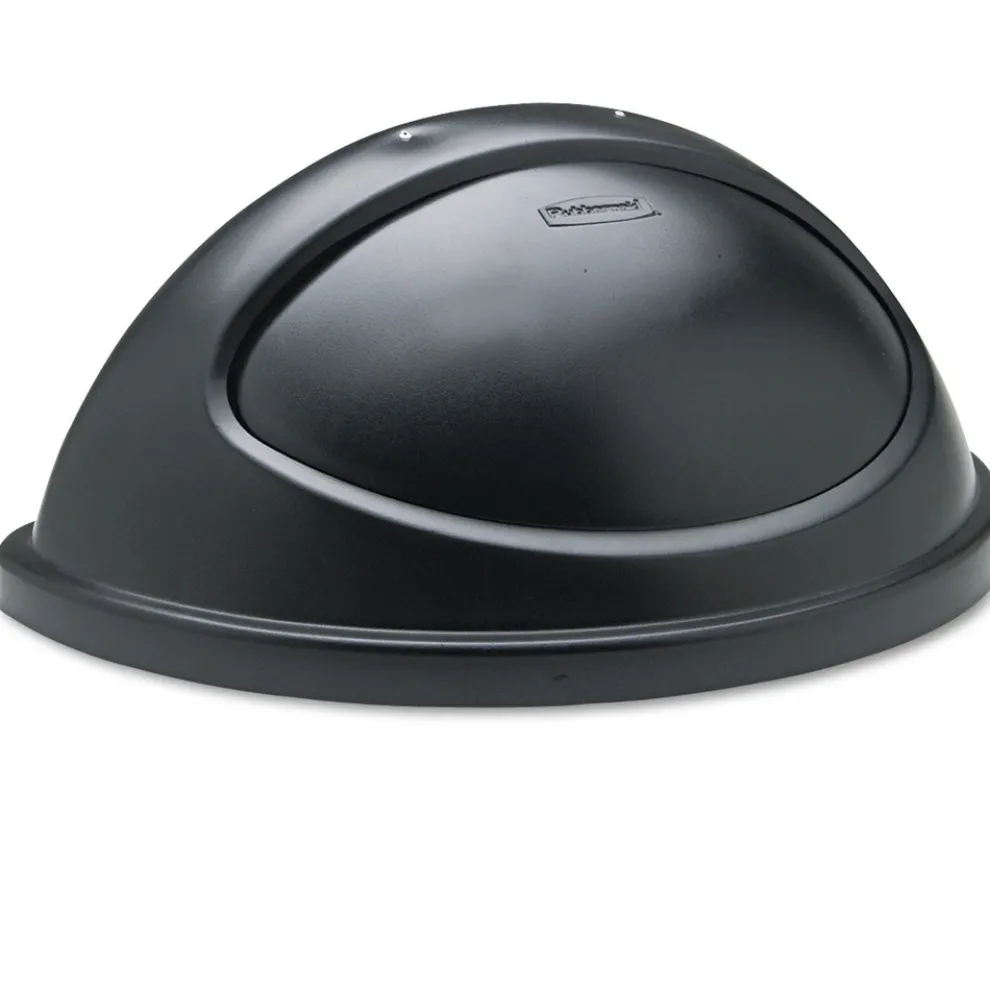 Rubbermaid Commercial 21.38 in. x 12.38 in. x 9.13 in. Untouchable Plastic Half-Round Lid - Black