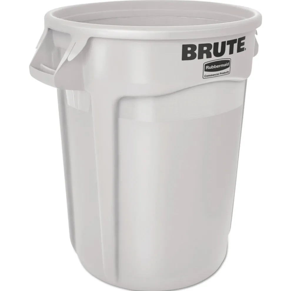 Rubbermaid Commercial FG261000WHT 10 gal. Vented Round Plastic Brute Container - White