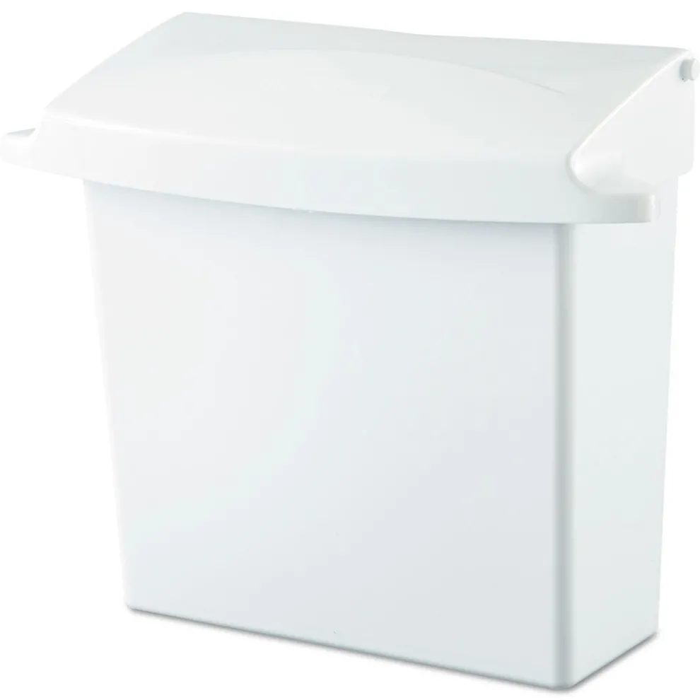Rubbermaid Commercial Plastic Sanitary Napkin Receptacle with Rigid Liner - White