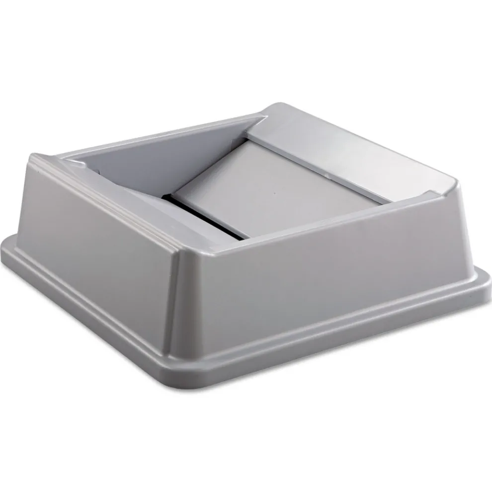 Rubbermaid Commercial 20.13 in. Plastic Untouchable Square Swing Top Lid - Gray