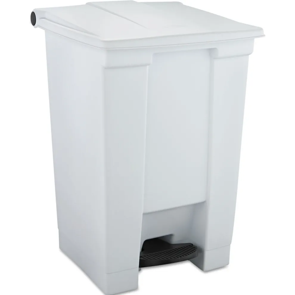 Rubbermaid Commercial 12 Gallon Indoor Utility Step-On Plastic Waste Container - White