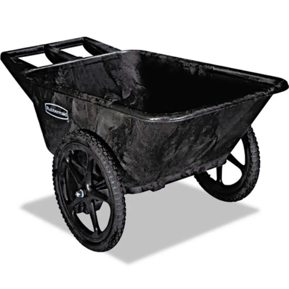 Rubbermaid Commercial 32.75 in. x 58 in. x 28.25 in. 300 lbs. Capacity Big Wheel Agriculture Wheelbarrow - Black