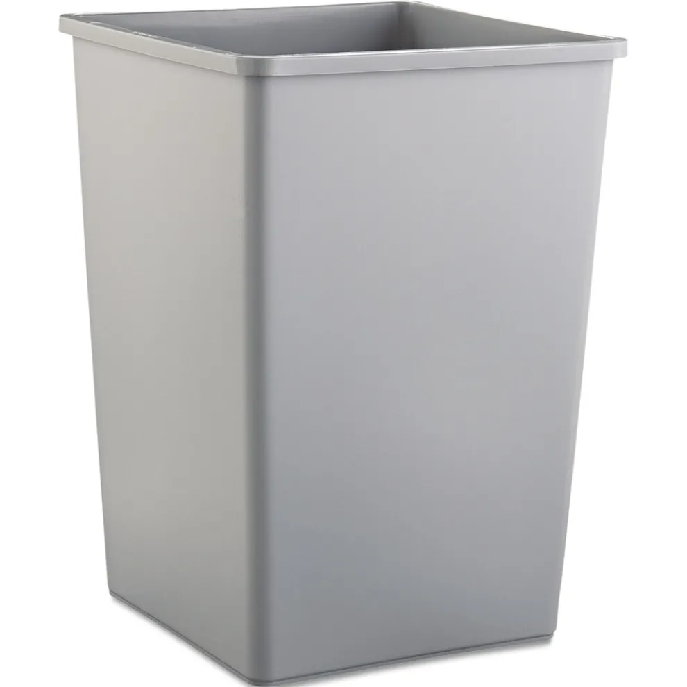 Rubbermaid Commercial 35 gal. Plastic Untouchable Square Waste Receptacle - Gray