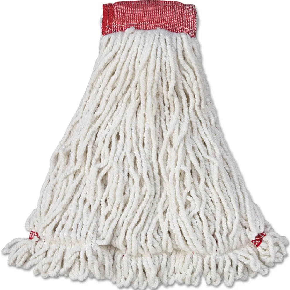 Rubbermaid Commercial Web Foot Shrinkless Large Cotton/Synthetic Wet Mop Head with 5 in. Headband - White (6/Carton)