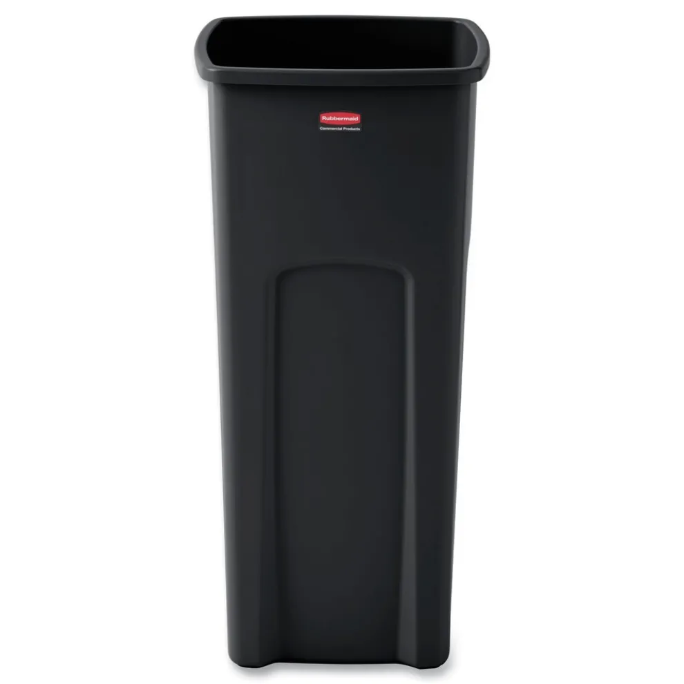 Rubbermaid Commercial Untouchable Waste Container, Square, Plastic, 23gal, Black
