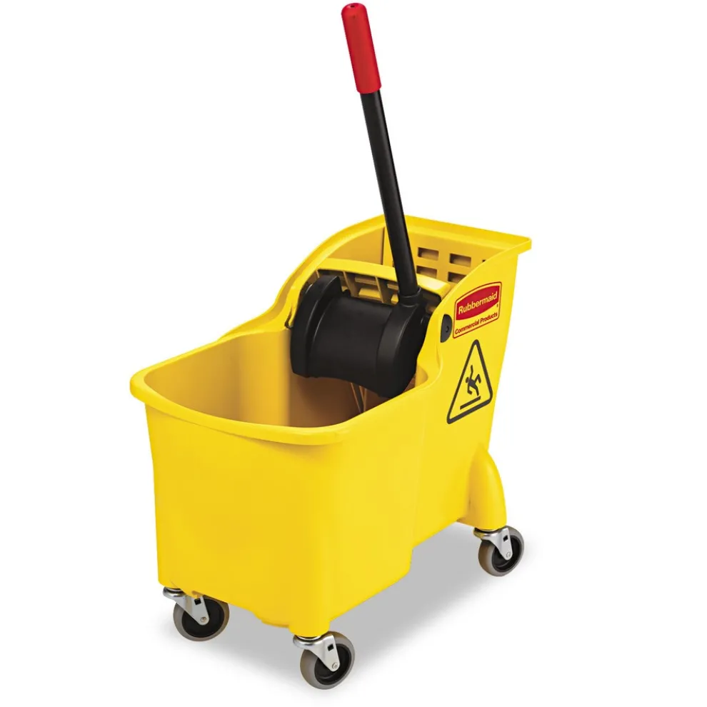Rubbermaid Commercial FG738000YEL Tandem 31 Quart Reverse Mop Bucket/Wringer Combo - Yellow