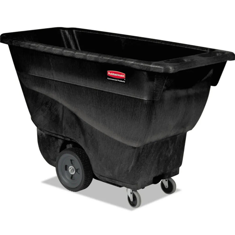 Rubbermaid Commercial 450 lbs. Capacity Rectangular Structural Foam Tilt Truck - Black