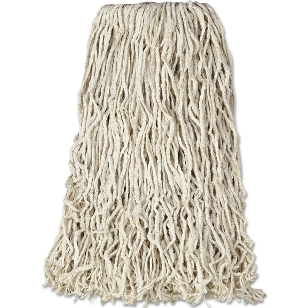 Rubbermaid Commercial 24 oz. 1 in. Band Premium Cut-End Cotton Wet Mop Head - White (12/Carton)