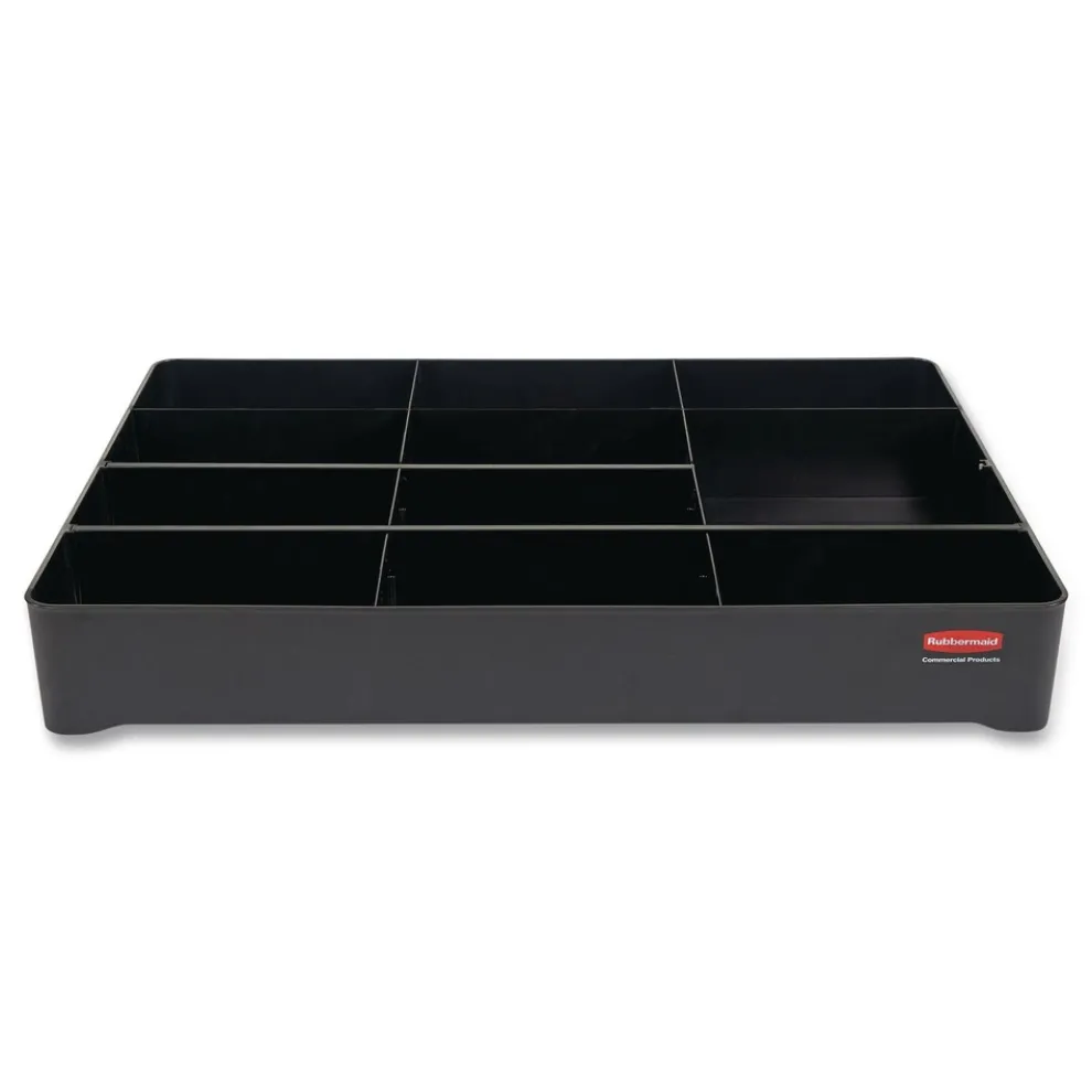 Rubbermaid Commercial 18.75 in. x 3.62 in. 11-Section Amenity Organizer for all Rubbermaid Commercial Full-Size and Compact Housekeeping Carts - Black