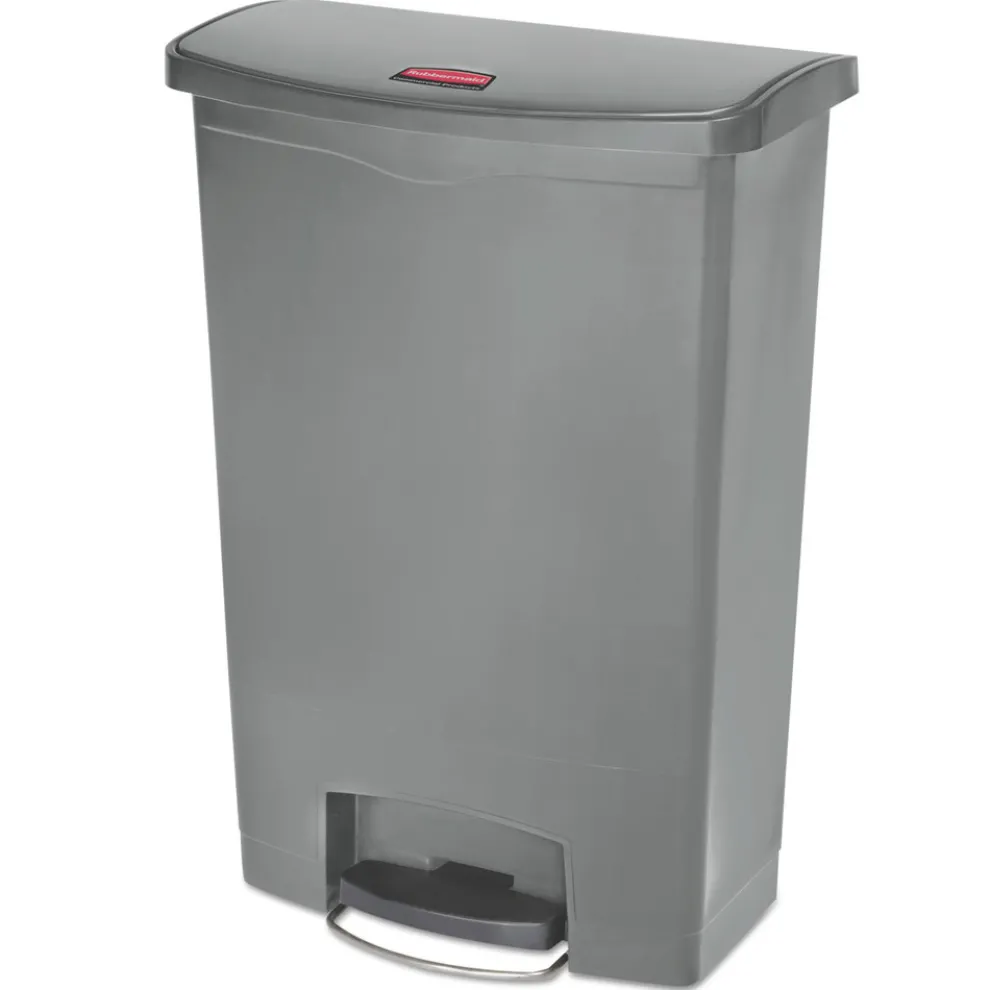 Rubbermaid Commercial Streamline 24 Gallon Front Step Style Polyethylene/Resin Step-On Container - Gray