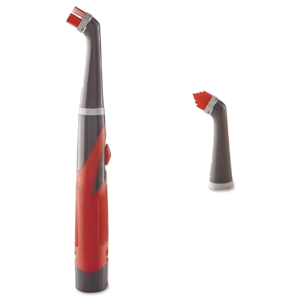 Rubbermaid Reveal Power Scrubber Red/White Nylon Bristles 1.73-in Brush Red Plastic Handle