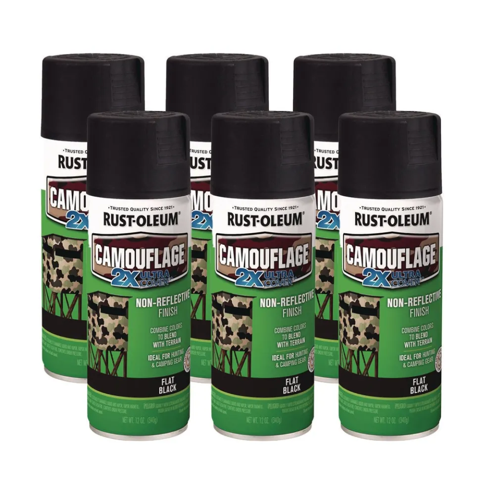 Rust-Oleum 12 oz. Aerosol Can Camouflage Spray Paint - Flat Black (6/Carton)
