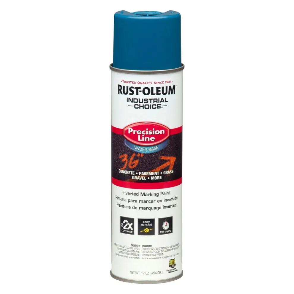 Rust-Oleum 17 oz. Aerosol Can Industrial Choice M1800 System Water-Based Precision Line Marking Paint - Flat APWA Caution Blue (12/Carton)