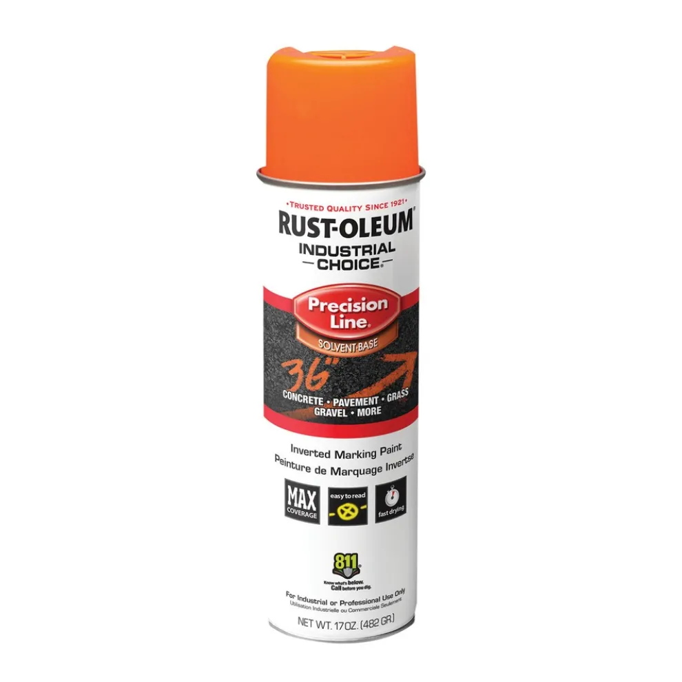 Rust-Oleum 17 oz. Aerosol Can Industrial Choice M1600 System Solvent-Based Precision Line Marking Paint - Flat Fluorescent Orange (12/Carton)