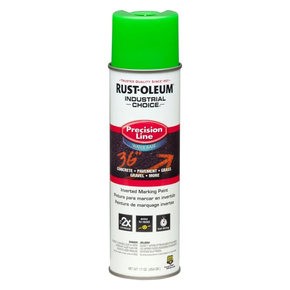 Rust-Oleum 17 oz. Aerosol Can Industrial Choice Precision Line Marking Paint - Fluorescent Green (12/Carton)