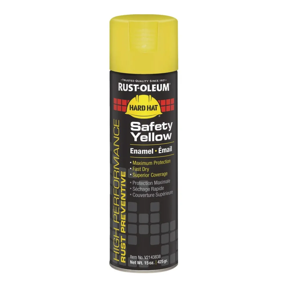 Rust-Oleum RSTV2143838CT Hard Hat 15 oz High Performance V2100 System Enamel Spray Paint - Gloss Safety Yellow (6/Carton)
