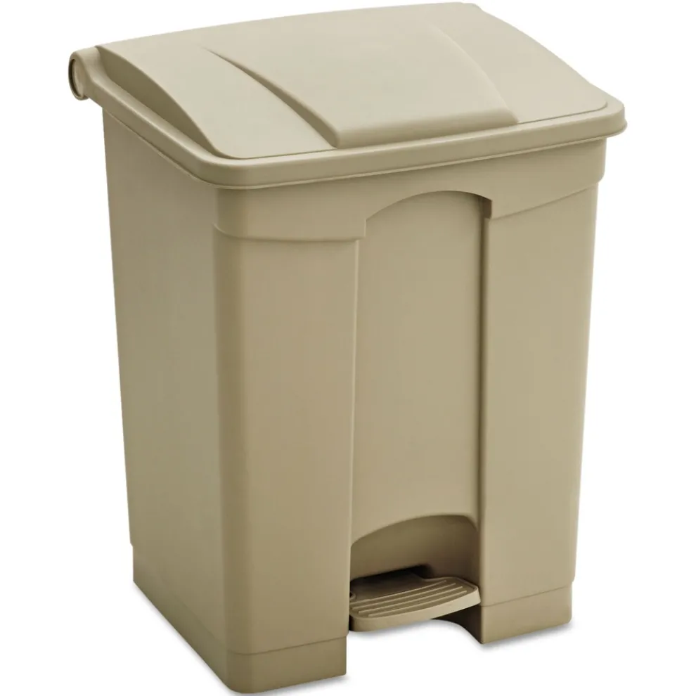 Safco 17 Gallon Large Capacity Plastic Step-On Receptacle - Tan