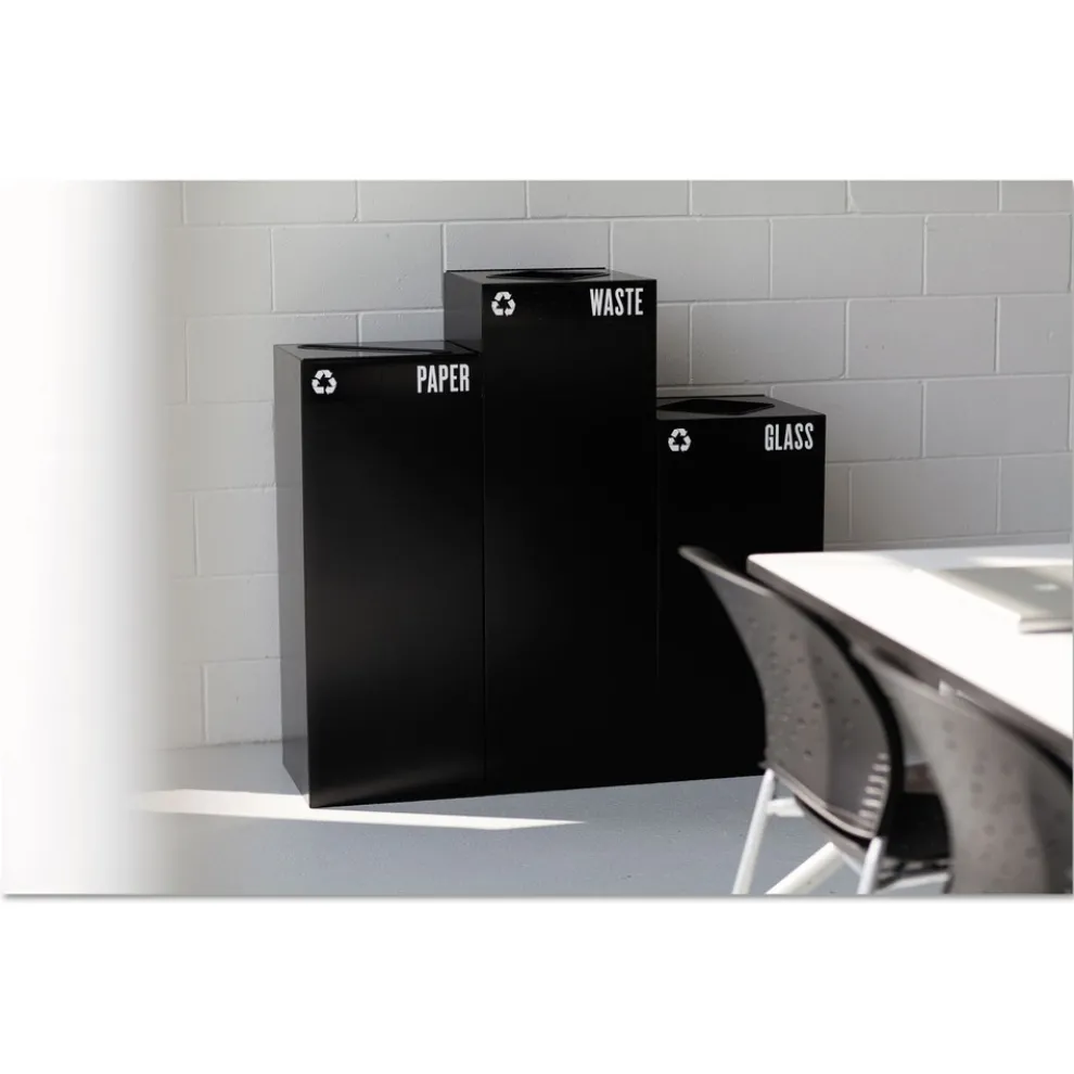 Safco 42 Gallon Public Square Paper -Recycling Receptacles - Black