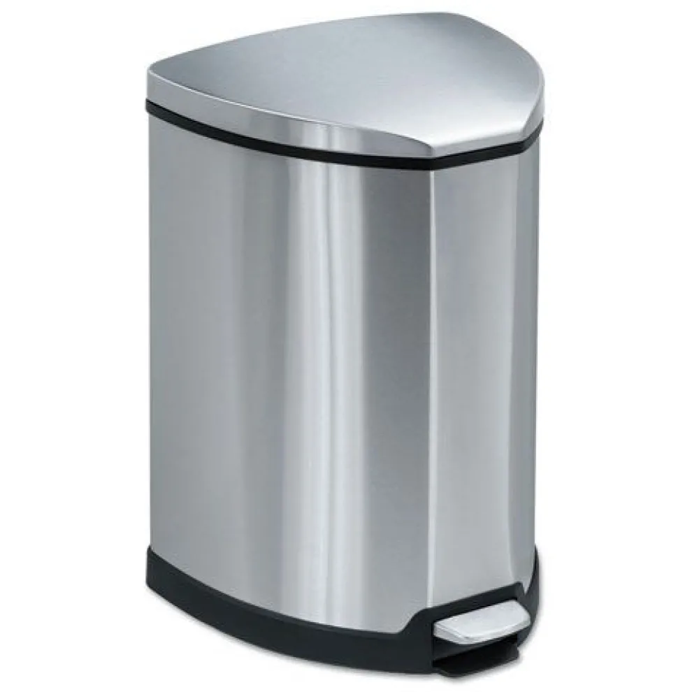 Safco 4 Gallon Stainless Steel Step-On Receptacle - Chrome/Black