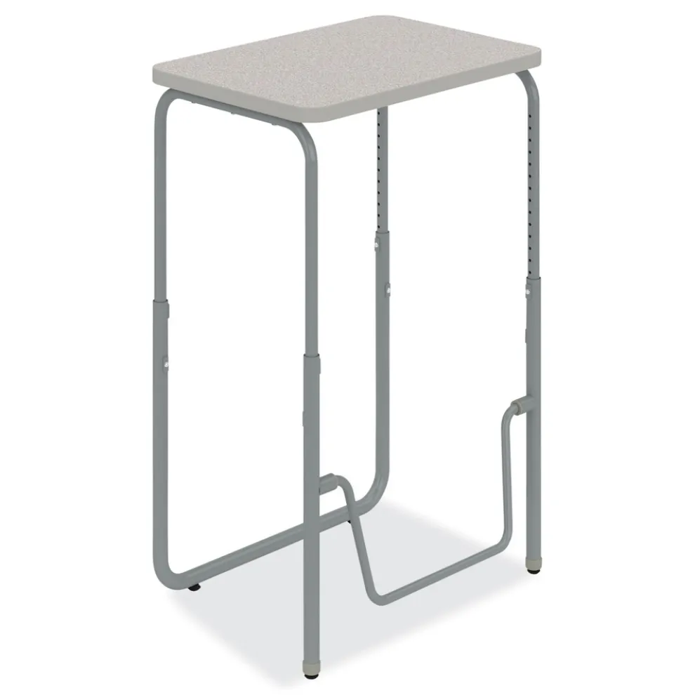 Safco 27.75 in. x 19.75 in. x 29 in. to 43 in. AlphaBetter 2.0 Height-Adjustable Student Desk with Pendulum Bar and Book Box - Pebble Gray