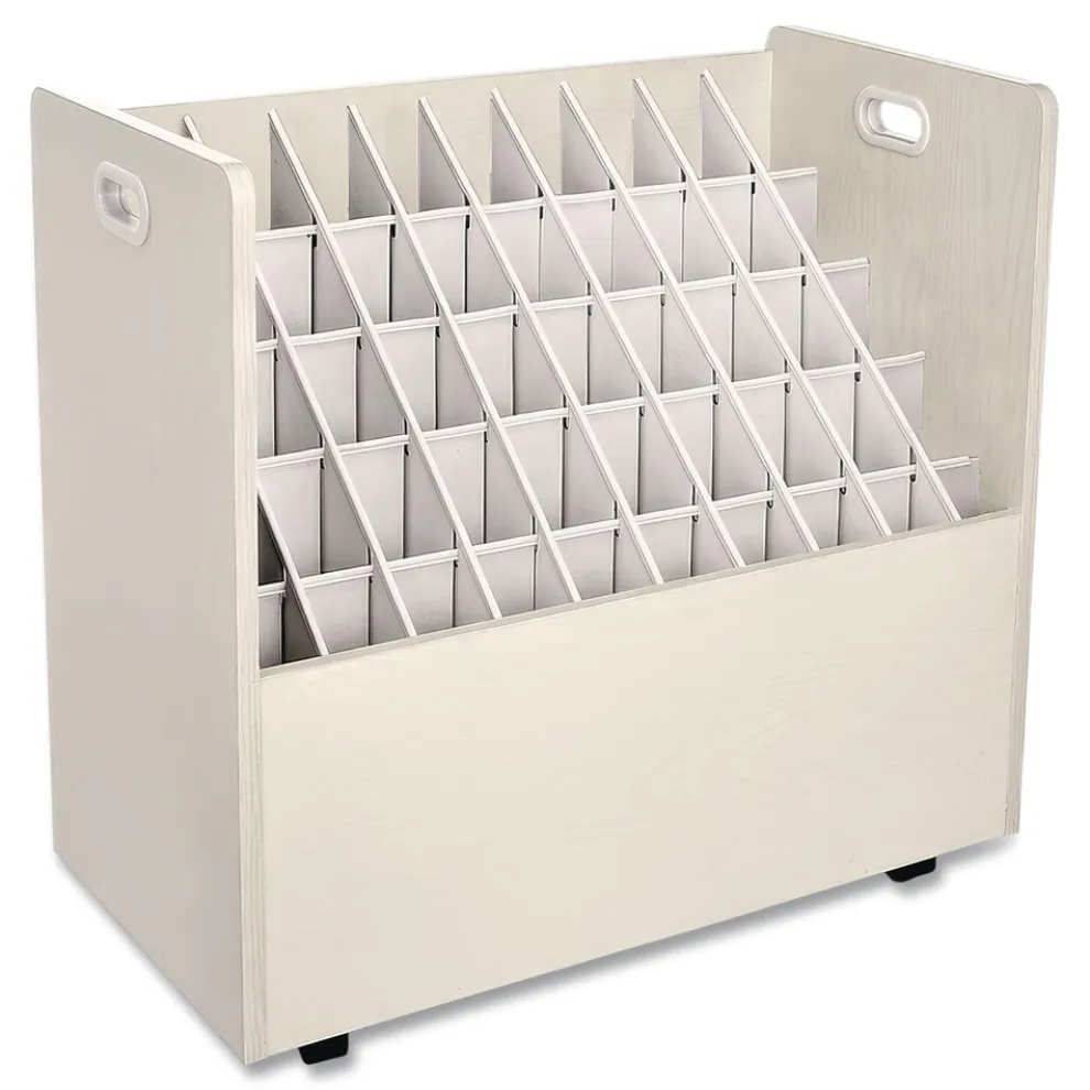 Safco 30.25 in. x 15.75 in. x 29.25 in. 50 Compartments Laminate Mobile Roll Files - Putty
