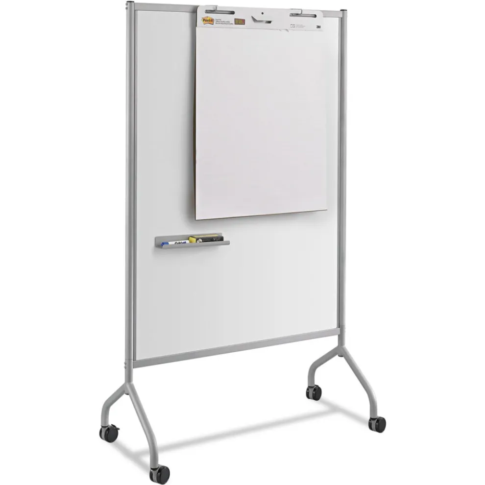 Safco 42 in. x 21.5 in. x 72 in. Impromptu Magnetic Whiteboard Collaboration Screen - Gray/White