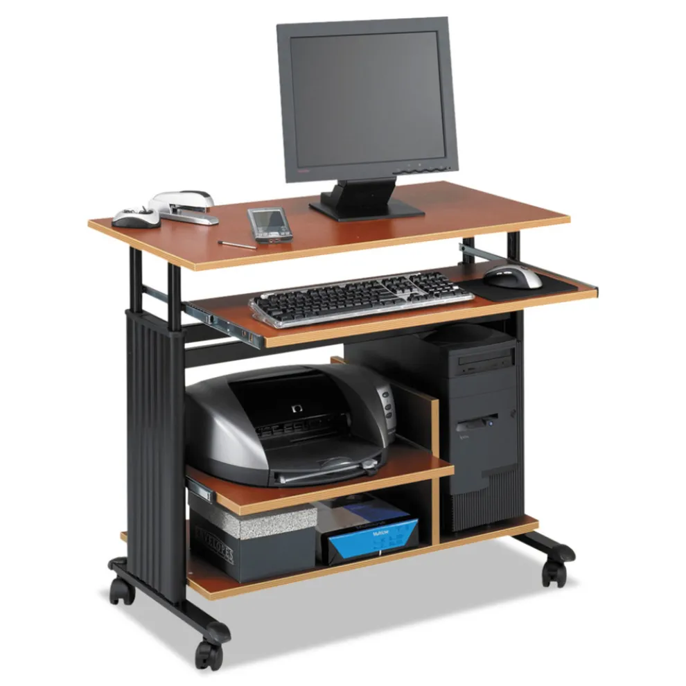 Safco 35.5 in. x 22 in. x 29 in. to 34 in. Muv 28 in. Adjustable-Height Mini-Tower Computer Desk - Cherry/Black