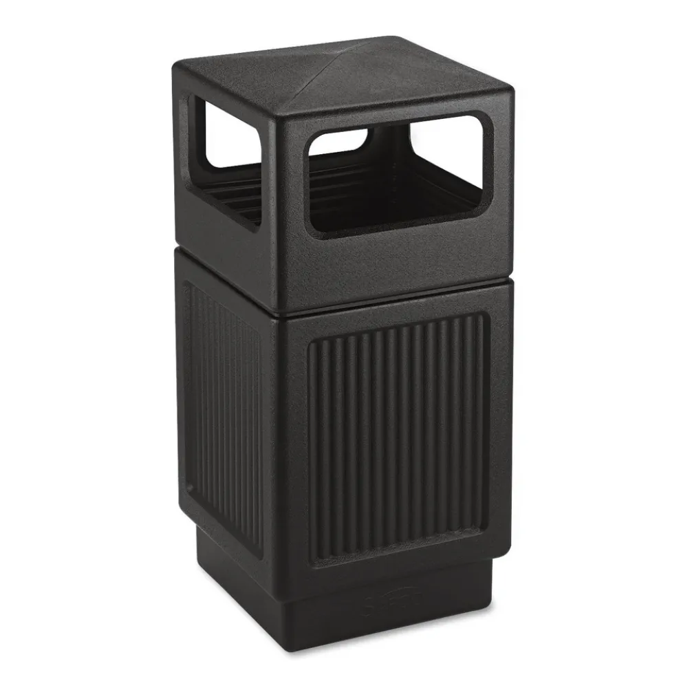 Safco Canmeleon 38-Gallon Polyethylene Side-Open Recessed Panel Receptacles - Black