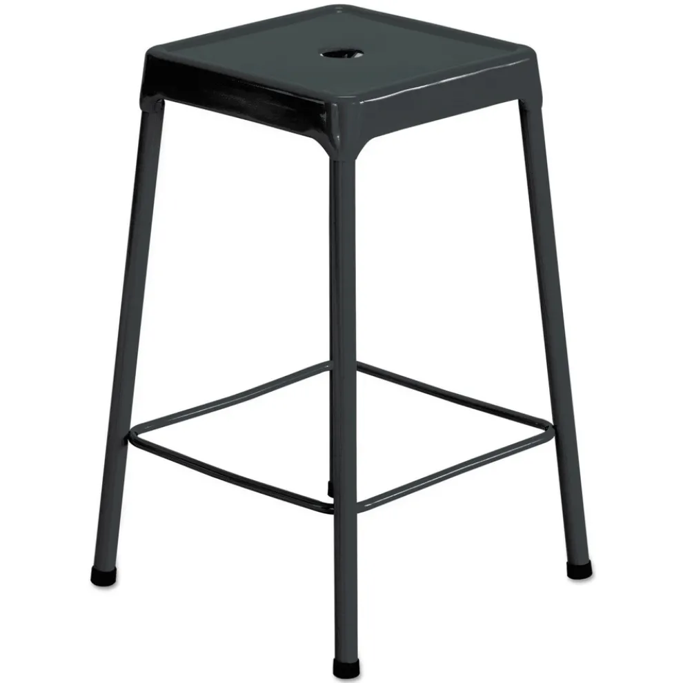 Safco Counter-Height Steel Stool, Backless, Supports Up To 250 Lb, 25-in Seat Height, Black
