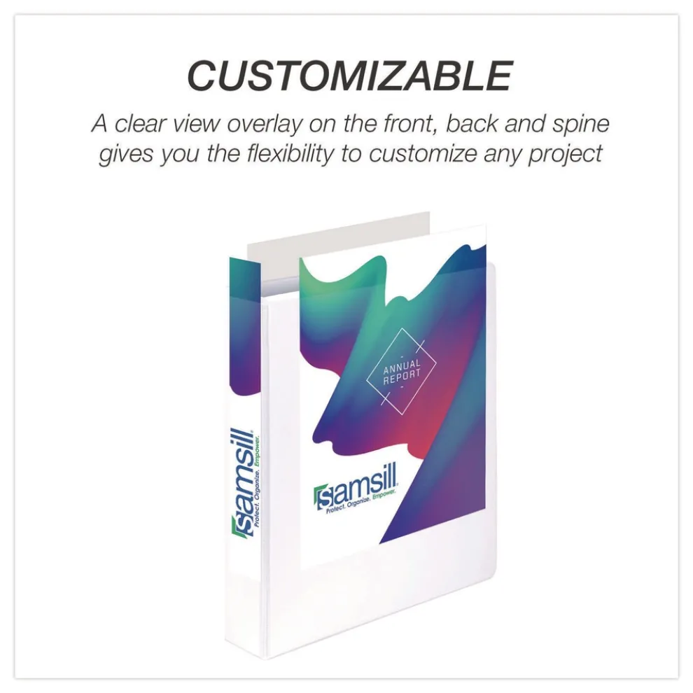 Samsill 11.5 in. x 8.5 in. 3 Rings 1.5 in. Capacity Durable D-Ring View Binders - White (4/Pack)