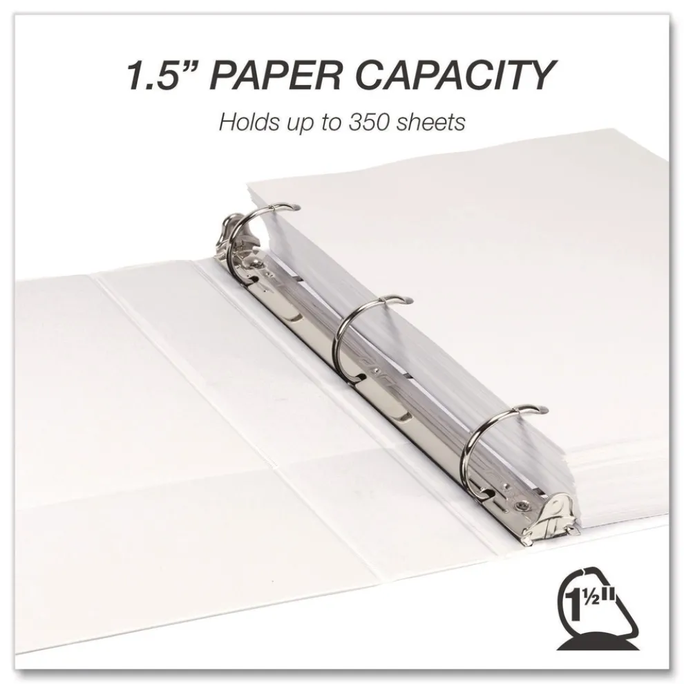 Samsill 11.5 in. x 8.5 in. 3 Rings 1.5 in. Capacity Durable D-Ring View Binders - White (4/Pack)