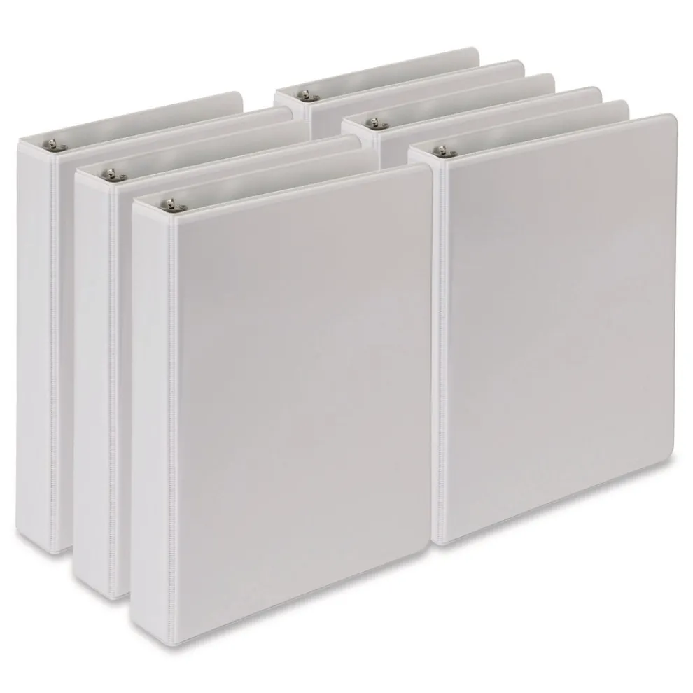 Samsill 8.5 in. x 5.5 in. 1 in. Capacity 3 Rings Economy Round Ring View Binder - White (6/Carton)