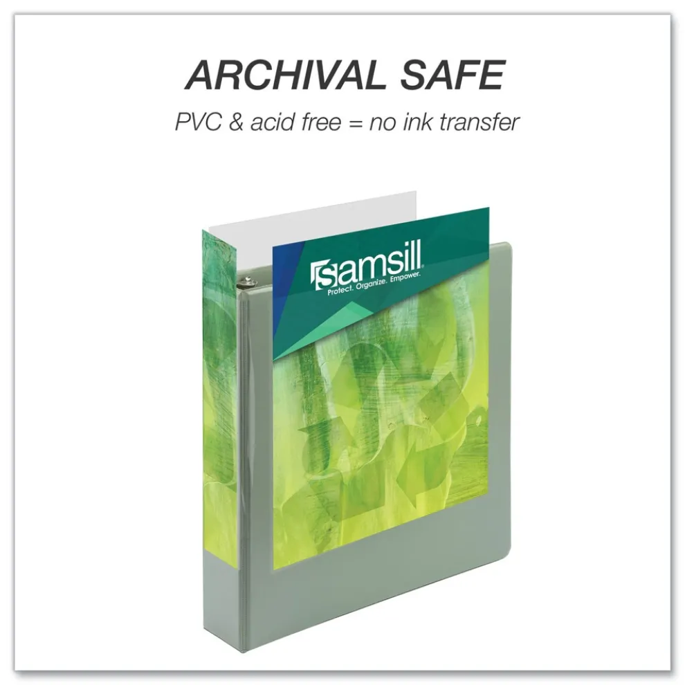 Samsill Earth's Choice Plant-Based BOHO 11 in. x 8.5 in. 1 in. Capacity D-Ring View Binders - Sage (2/Pack)