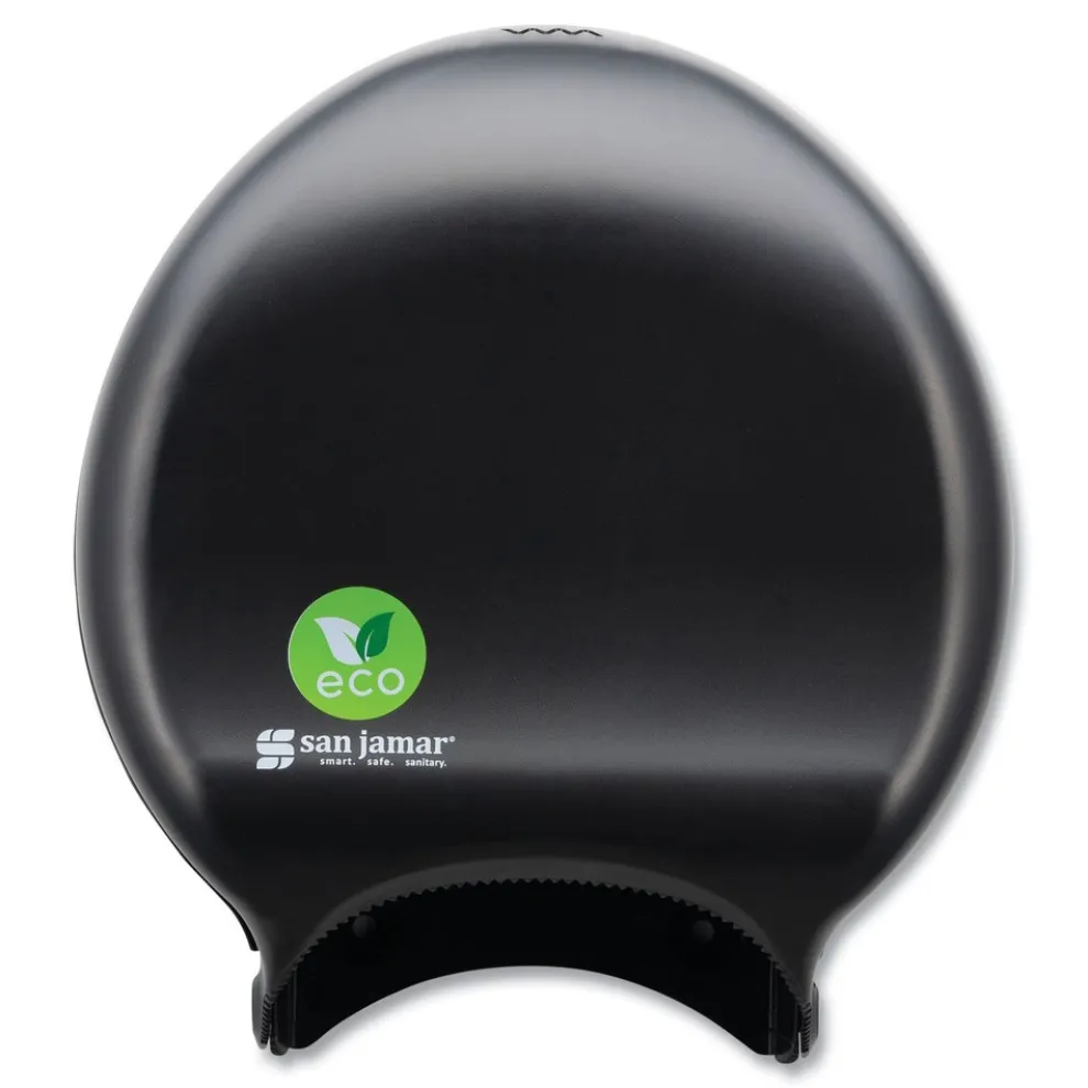 San Jamar 16.75 in. x 5.25 in. x 12.25 in. Ecological Green Tissue Dispenser - Black