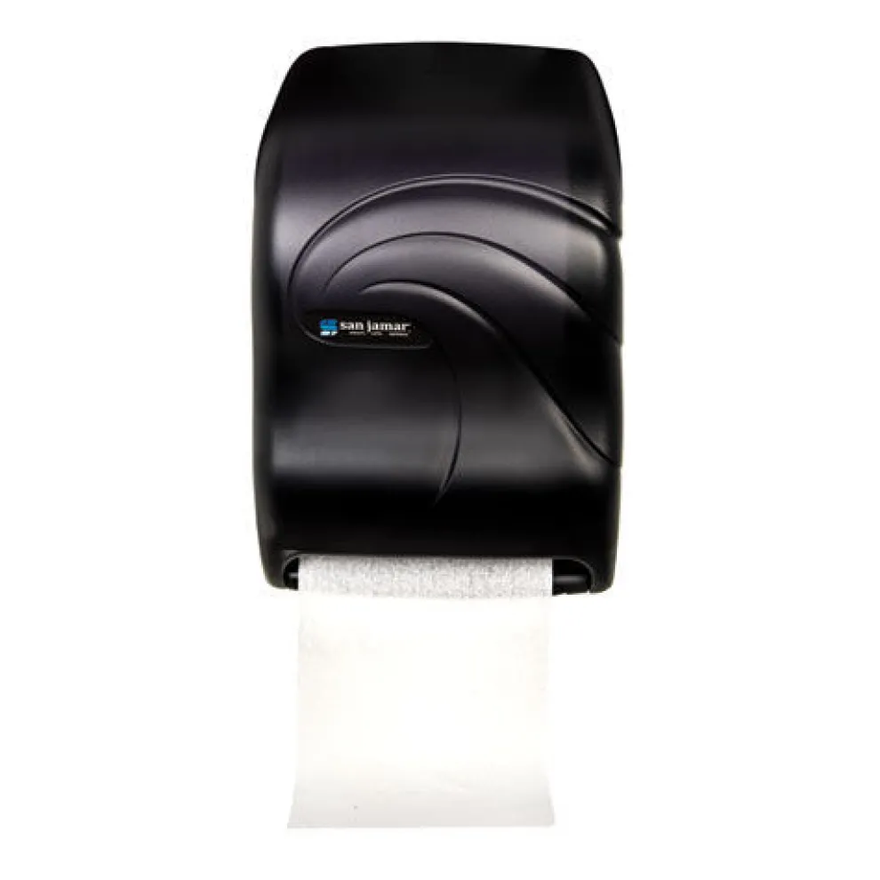 San Jamar 11.75 in. x 9 in. x 15.5 in. Electronic Touchless Roll Towel Dispenser - Black Pearl