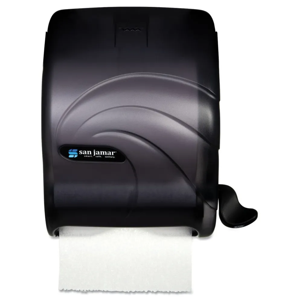 San Jamar 12.5 in. x 8.5 in. x 12.75 in. Oceans Element Lever Roll Towel Dispenser - Black Pearl