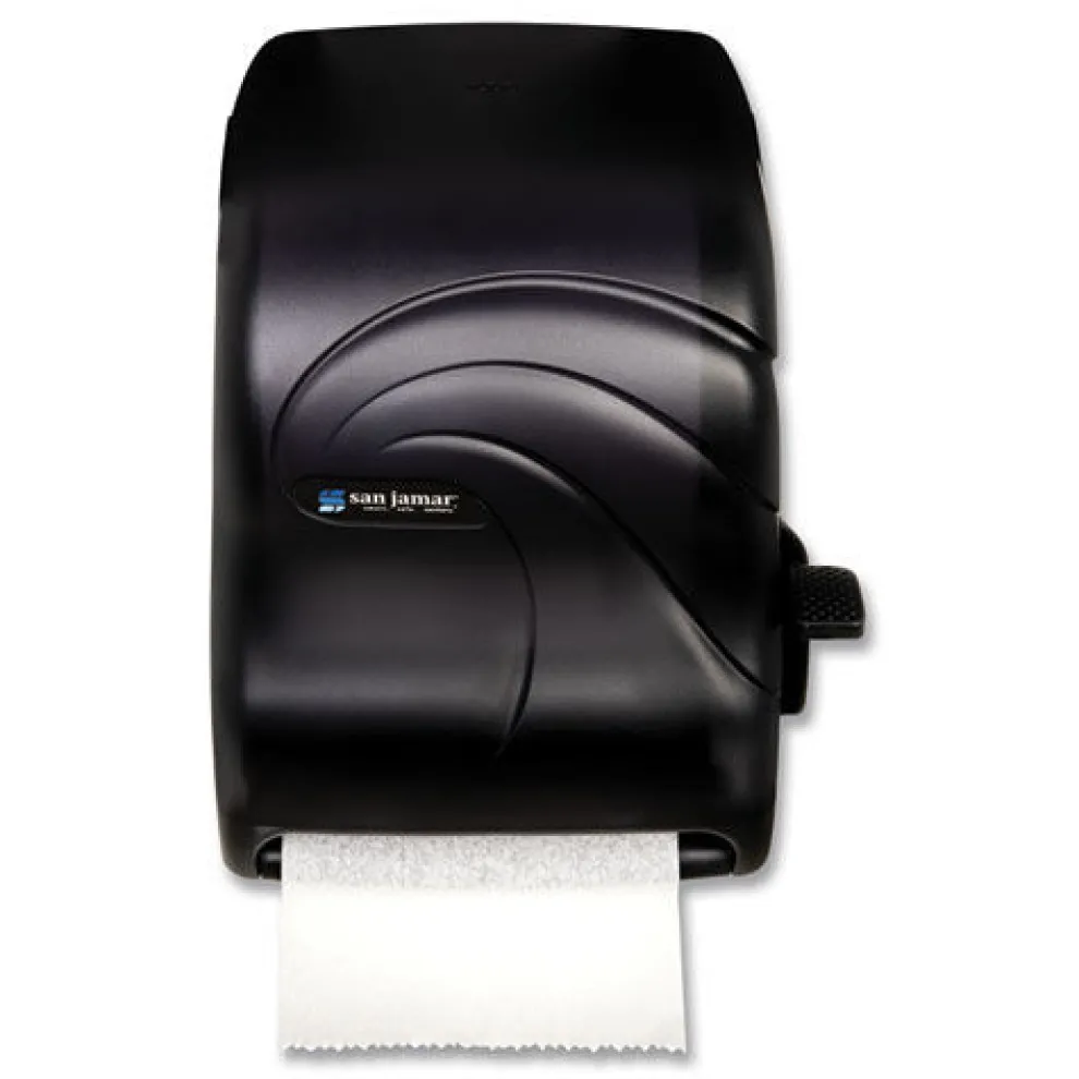 San Jamar 12.94 x 9.25 x 16.5 Oceans Lever Roll Towel Dispenser - Black Pearl