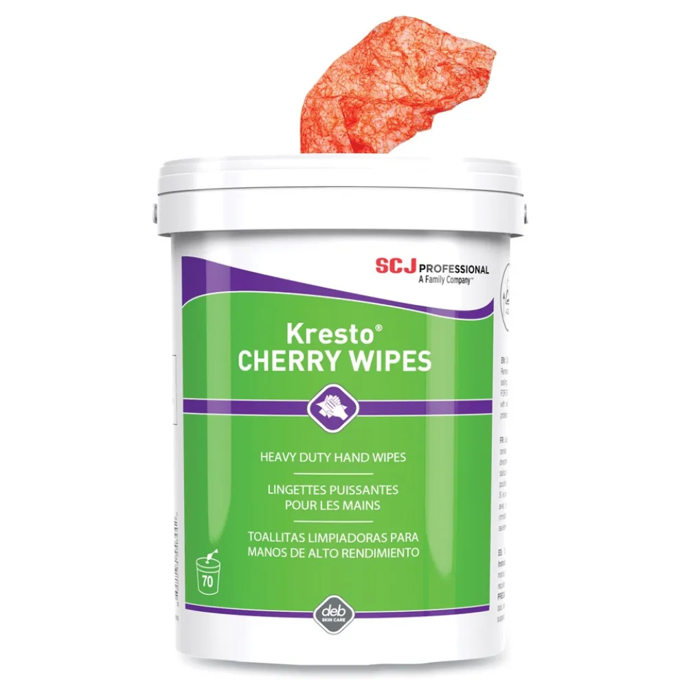 SC Johnson 1-Ply 7.92 in. x 5.74 in. Cherry Scent Kresto Cherry Wipes Cloth - Red/White (6/Carton)