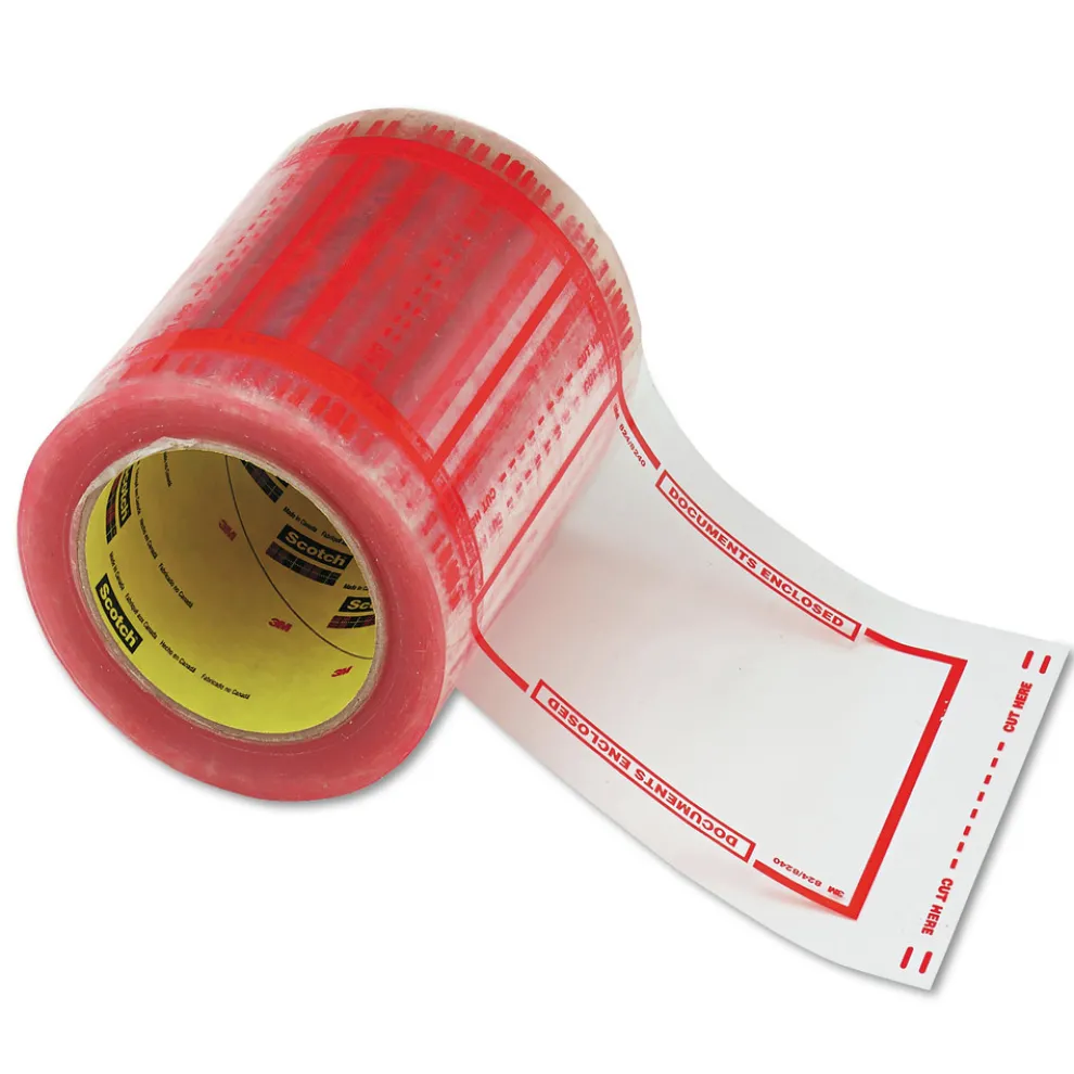 Scotch 5 in. x 6 in. 3 in. Core Pouch Tape - Transparent/Orange Border (1-Roll)