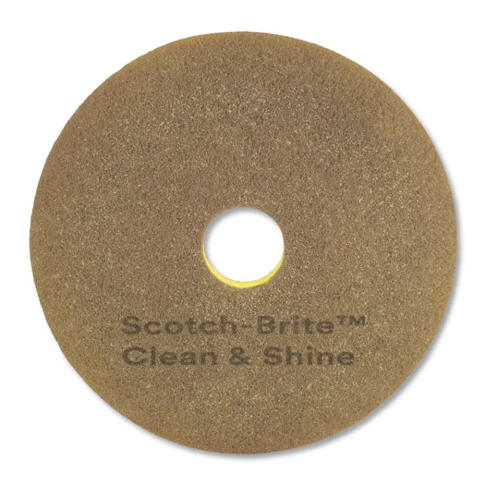 Scotch-Brite 17 in. Diameter Clean and Shine Pad - Brown/Yellow (5/Carton)