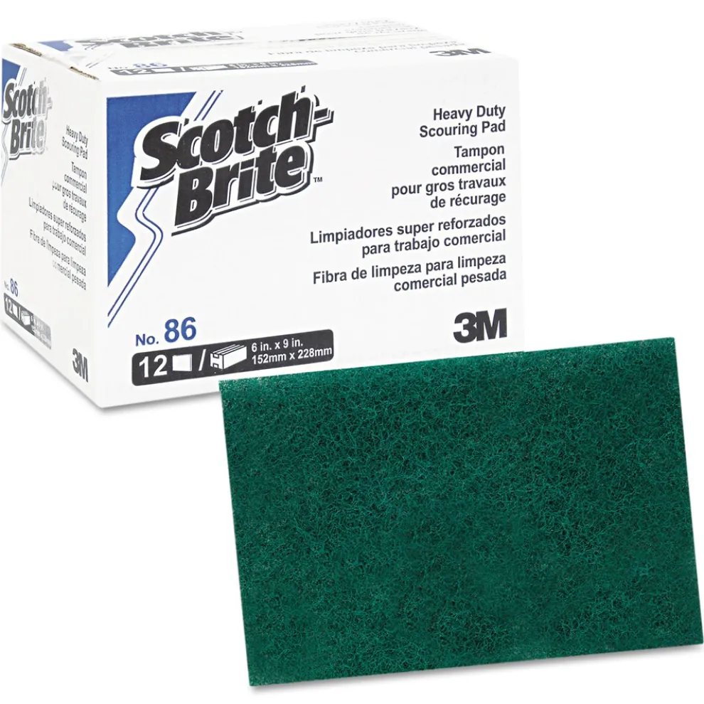 Scotch-Brite PROFESSIONAL 6 in. x 9 in. Heavy-Duty Scouring Pad - Green (12/Pack, 3 Packs/Carton)